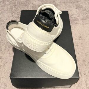 💯 Authentic NIB Venice Saint Laurent White Canvas Womens Sneakers Size 8